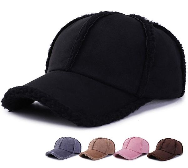 

faux suede fleece winter dad hat women mens cap brown grey pink six panel baseball cap adjustable5865774, Blue;gray