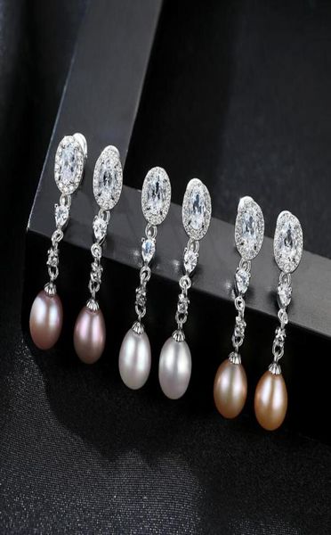 

new fine pearl stud jewelry s925 sterling silver earring purple pink white natural pearls long earrings4664608, Golden;silver
