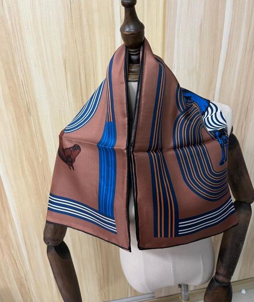 

scarves arrival fashion elegant brown horse 100 silk scarf 90 cm square shawl twill wrap for women lady girlscarves7172986, Blue;gray