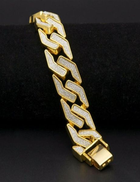 

bangle american fashion rhinestone cuban bracelet link chain for men hip hop paved bling luxury jewelry accessories gift4784742, Black