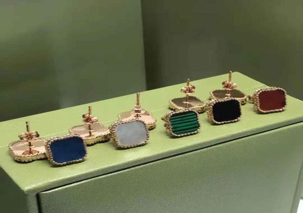 

fashion earrings clover stainless earring simple design for woman classic 5 color with box2097311, Golden;silver