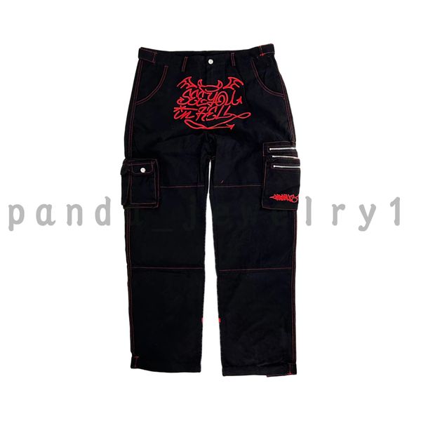 

minus two pants men's plus size pants minius two devil cargo pants embroidered cargo pants loose straight wide leg pants retro street h, Black;brown