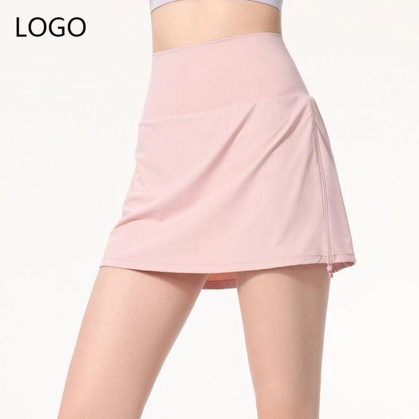 

women's activewear yoga outfits lu sports short skirt fake two pieces anti-slip yoga high waist fitness training tennis skirt