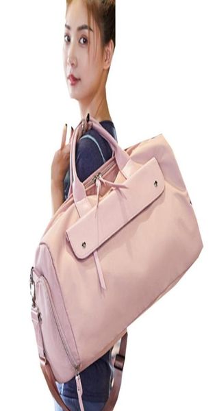 

duffel bags women nylon waterproof duffle sports fitness luggage weekend travel bag female organizer dry and wet separation5189395