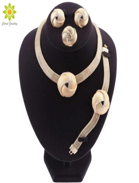 

fine wedding gold color necklace earrings jewelry set party african women nigerian dubai crystal jewelry sets h102274870837113903, Silver