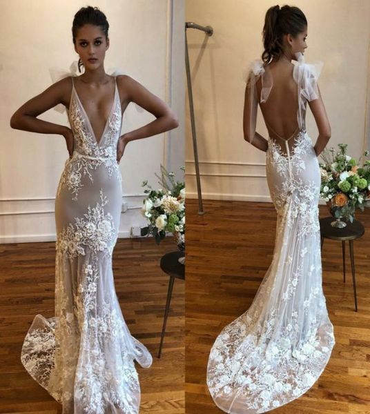 

berta mermaid wedding dresses 2021 spaghetti straps illusion 3d floral appliques beaded bridal gowns backless beach wedding dress6580654, White