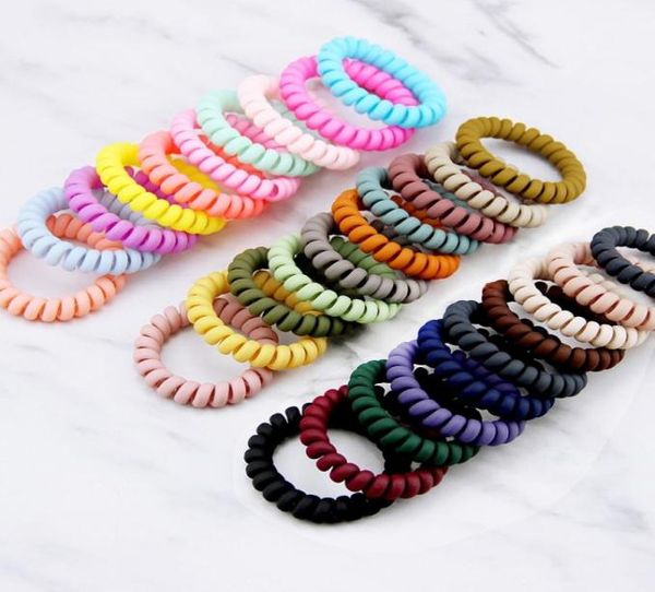 

10pcsset spiral shape hair ties grinded elastic hair bands girls accessories rubber band headwear gum telephone wire hair rope m99662970, Slivery;white