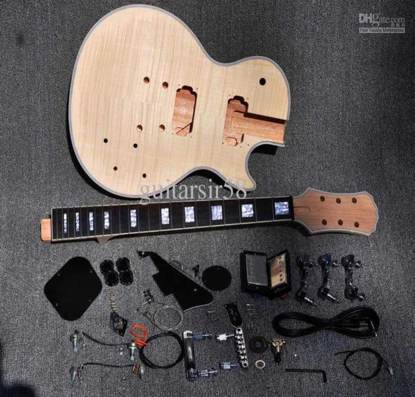 

2012 unfinished electric guitar kit with flamed maple diy guitar for custom shop style3716617