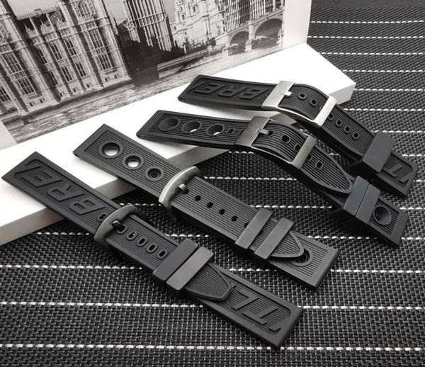 

silicone rubber thick watch band 22mm 24mm black watch strap for navitimeravengerbreitling5177753, Black;brown