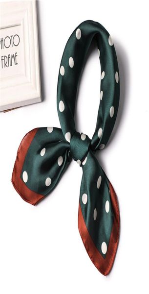 

brand women scarf fashion dot print soft small silk scarves square neck handkerchief official shawl foulard7907533, Blue;gray