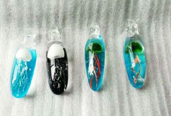

current 4 pcs jellyfish glass pendant men women wear jewelry necklac9241785, Silver