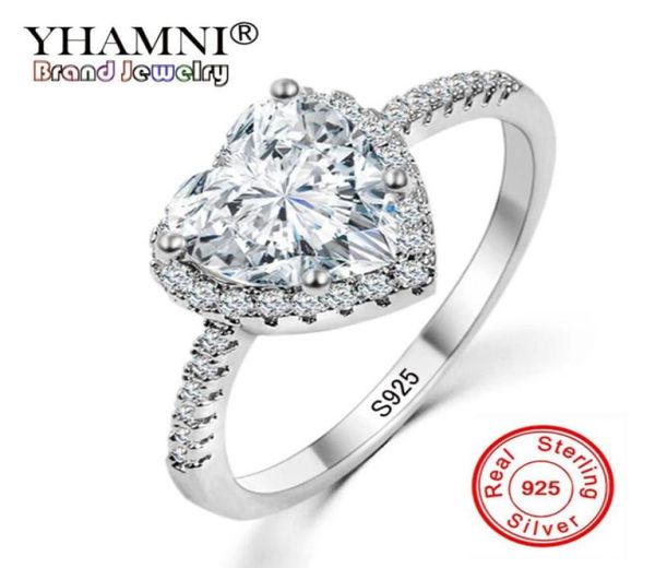 

yhamni fashion romantic heart ring original 925 sterling silver wedding jewelry diamond crystal promise rings for women kyra0136447194047, Slivery;golden