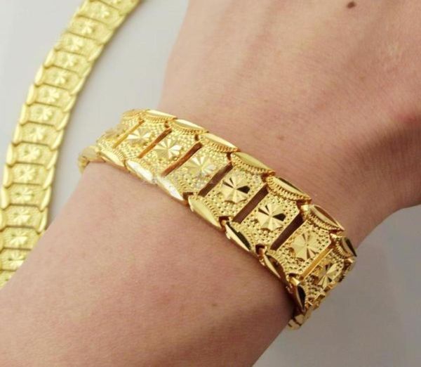 

brand new 44g men 24k yellow gold gep solid fill gp bracelet fashion men gold bracelet2917673, Black