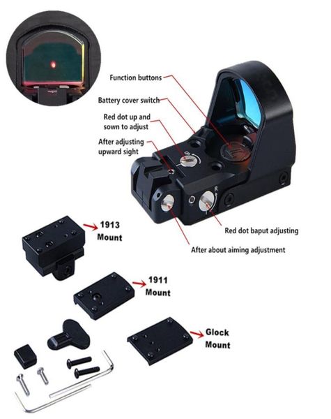 

dp pro red dot sight mini reflex rear sight pistol hunting scopes rifle aim fit airsoft g1911 g1913 mount1646399