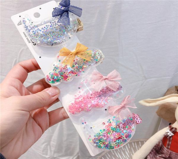 

20pcslot new baby flaky clouds hair clips mini stars bow pu hairpins cute kids hair accessories whole girls barretts3201419, Slivery;white