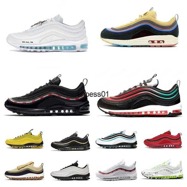 

max 97 casual shoes mschf x inri jesus undefeated black summit triple white metalic gold mens women designer air 97s sean wotherspoon sliver