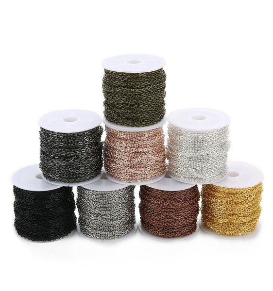 

10yardsroll 2x3mm silver gold bronze black stainless steel metal link chain for necklaces bracelets diy jewelry making accessorie4456296
