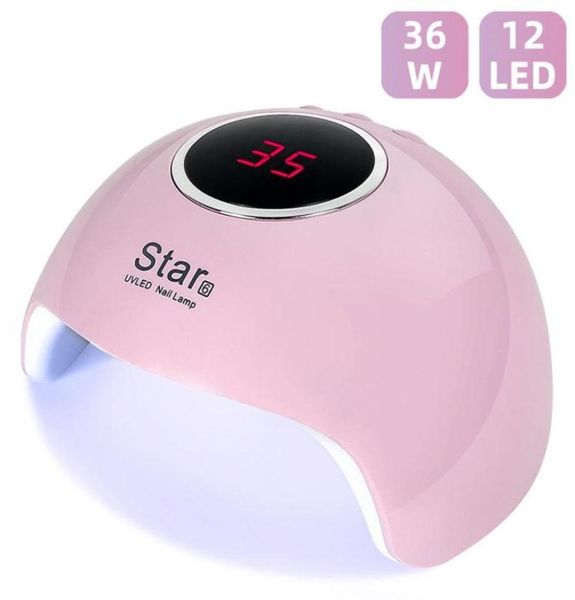 

star 6 nail dryer uv nails lamp for manicure dry nail drying gel ice polish lamp 12 led auto sensor 30s 60s 90s art tools1459837
