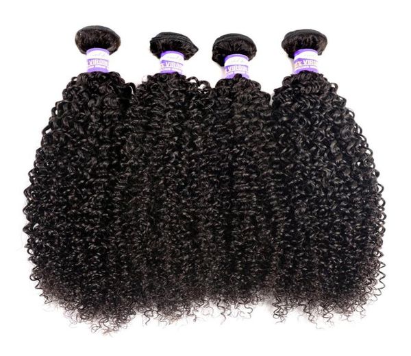 

9a brazilian human hair kinky curly virgin hair 3 4 bundles kinky curly human hair extensions9901849, Black