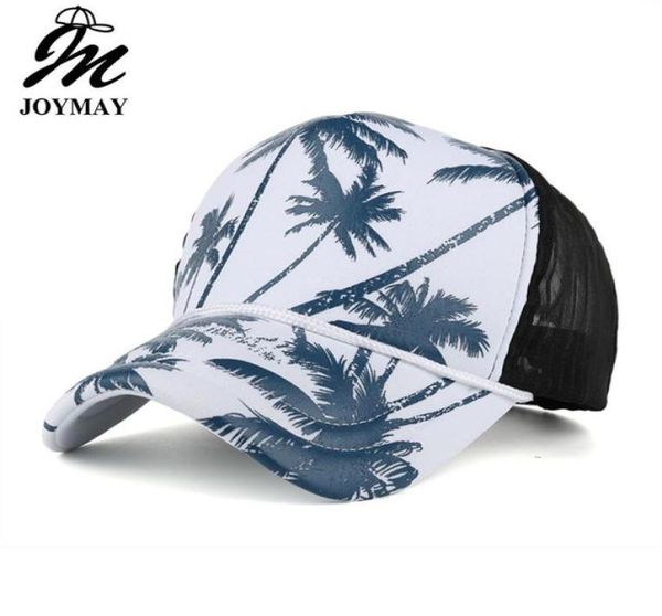 

joymay brand summer hats for men and women shading cap coconut tree printing mesh baseball cap bone breathable chapeu hat b4327469853, Blue;gray
