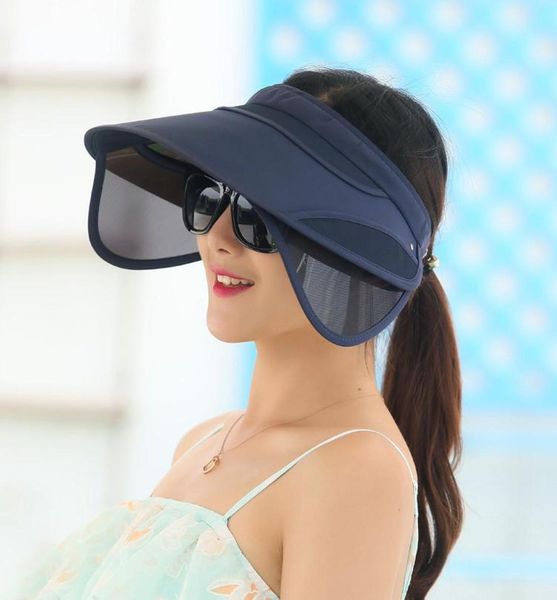 

wide brim hats 2021 retractable visor female summer sun empty hat riding outdoor sports cap uv woman beach fishing7196747, Blue;gray