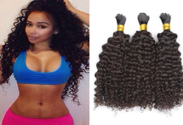 

mongolian kinky curly bulk hair 100g afro curly bulks human for braiding7580726, Black