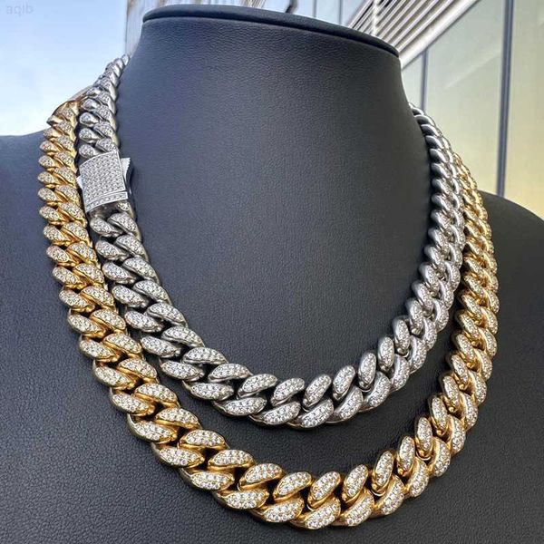 

iced out cuban chain link pendant necklace chain 18k gold chain jewelry, Silver