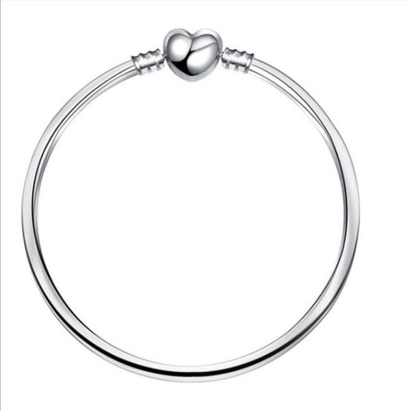 

fashion heart shaped clasps bangles bracelet silver plated men women blank bangle fit european beads bracelets diy on 8332207, Black