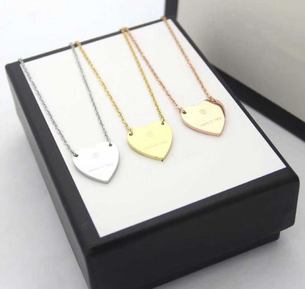 

fashion stainless steel necklace heart-shaped 18k gold titanium peach heart pendant for woman jewelry no box fashion, Silver