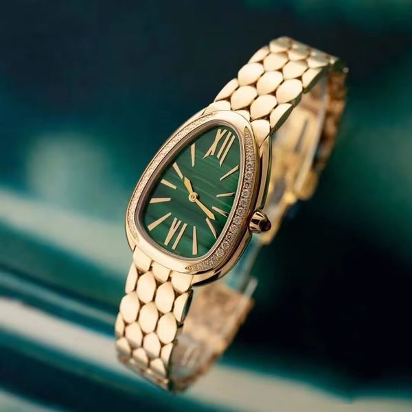 

2023 luxury lady watch serpentine goddess fan designer fashion inlaid crystal diamonds entire watch same paragraph full diamond birthday gif, Slivery;brown
