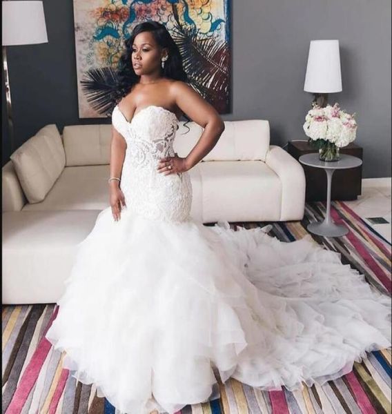 

vintage ivory 2022 trumpet mermaid wedding dresses eelgantt lace bodice sweetheart neck lace up plus size bridal gowns8518208, White