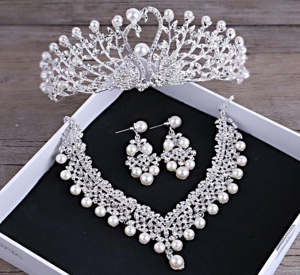 

shosixuan gorgeous wedding tiara simulated pearls jewelry diadem shiny bridal crown big queen tiaras rhinestone crystal hair jew c2452282, Slivery;golden