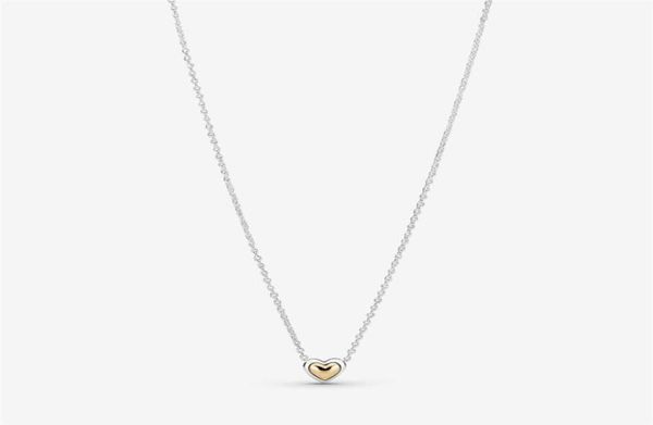 

high polish 100 925 sterling silver domed golden heart collier necklace fashion wedding jewelry making for women gifts241u9279386