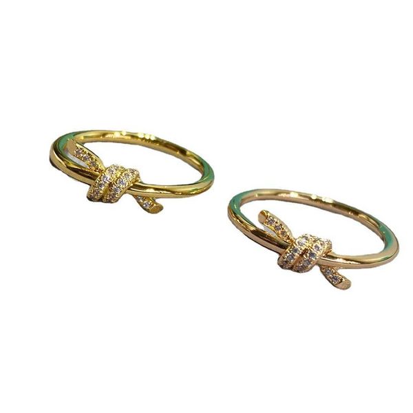 

original new v-gold second-generation cnc exquisite carving tiffay knot tnot ring for women 18k rose thick gold with gu ailing matching brac, Silver