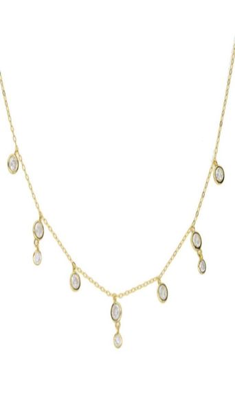 

cz diamond drop charm necklace choker collarbone bezel round cz charm lovely adorable women gift 925 sterling silver jewelry3916274152284