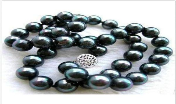 

new fine pearls jewelry whole 10mm black blue south sea pearl round beads necklace 18quot6390582