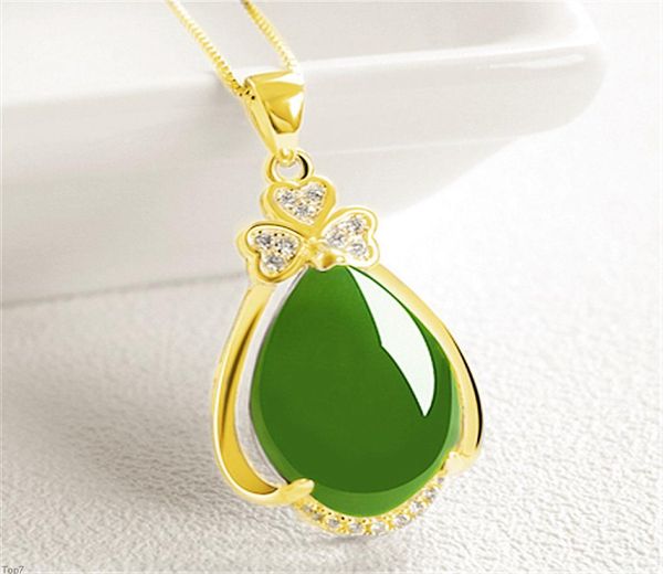 

crystal womens necklaces pendant natural green natural gold silver plated2860607