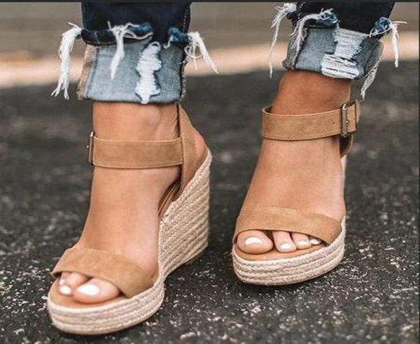 

summer high platform heels cozy shoes open toe elevator wedge sandal plus size  cm female y1907066575983, Black