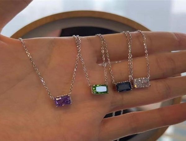 

925 sterling silver designer necklace for woman rectangle necklaces jewelry blue purple white 5a cubic zirconia diamo9590491
