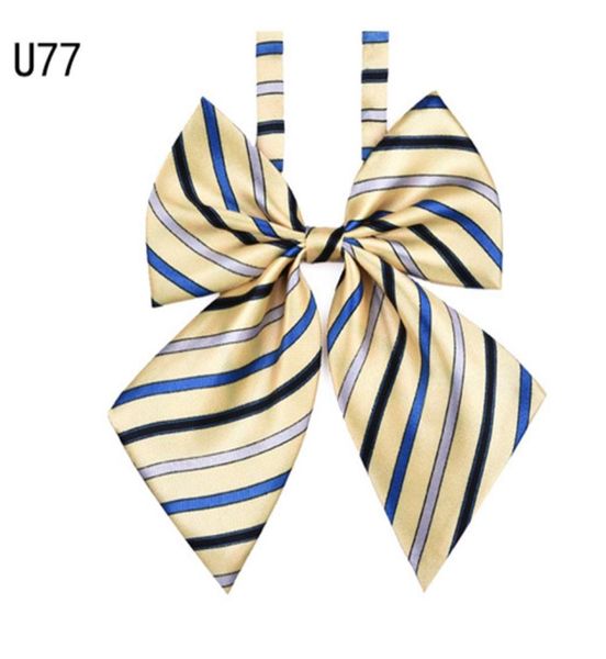 

zebery bow tie women high school girl student cosplay uniform formal suit accessories cravat butterfly knot striped blue p0204459343, Black;blue