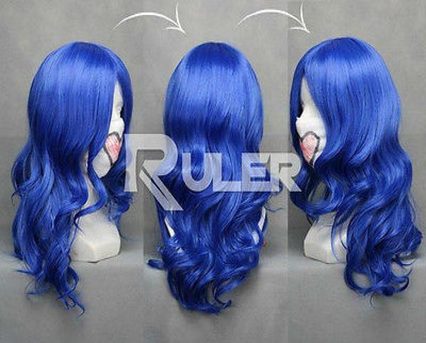 

anime fairy tail juvia vocaloid subspecies blue wavy cosplay wig cos028a8328627, Black;brown