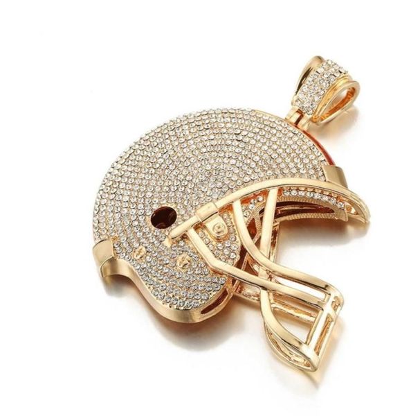 

black badge huge american football helmet pendant iced out full crystal necklace chain ball sport hip hop men jewelry 2010136476122569921, Silver