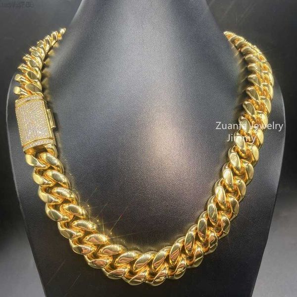 

designer jewelry iced out vvs moissanite diamond clasp thick 20mm miami cuban stainless steel gold necklace, Silver