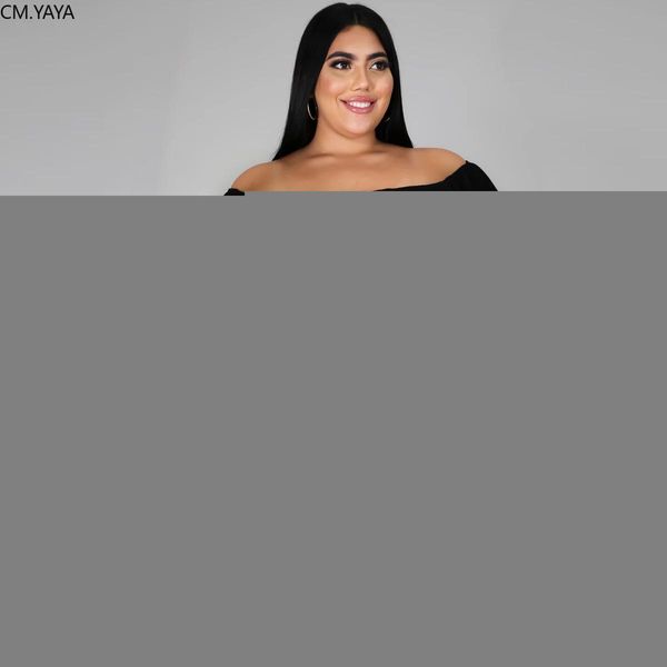 

t-shirt cm.yaya plus size l5xl off shoulder women tshirt half sleeve streetwear fashion tee, Black