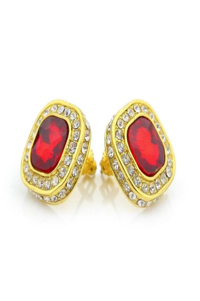 

mens hip hop stud earrings jewelry fashion gold silver iced out blue ruby earring5547354, Golden;silver