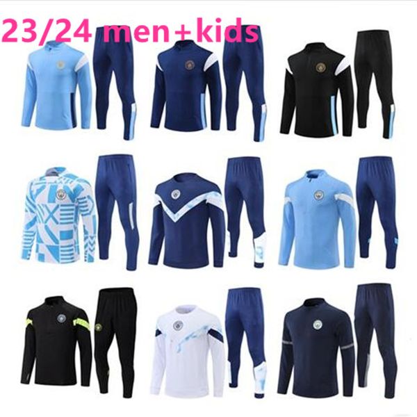 

23 24 manchesters tracksuit men kids 22 23 24 long sleeve man city training suit sportswear football survatment foot chandal, Black