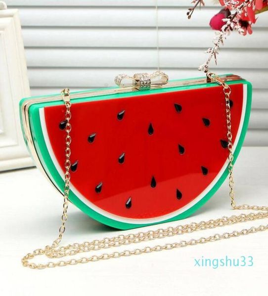 

whole new arrival acrylic women evening bag watermelon lemon orange shape chain handbag wedding party 20226430984