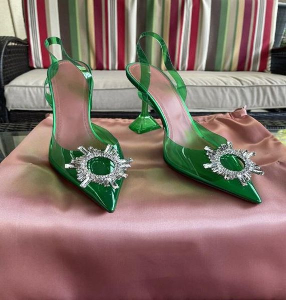 

green amina italy muaddi sandal pumps 95 begum glass pvc shoes sling crystal party paris pyramidstyle heel kim kardashian6407867, Black