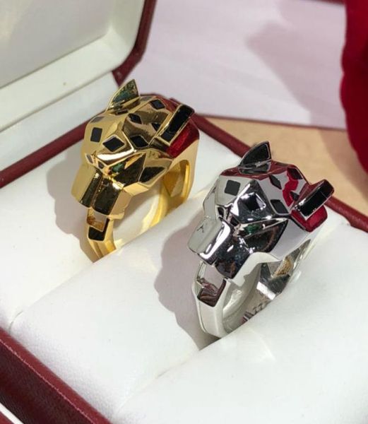 

wedding rings couple black spot leopard head with 3a cubic zircon stone animal panther ring for men or women copper party jewelry 6493128, Slivery;golden