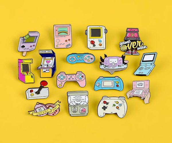 

retro arcade game enamel pins collections cartoon 90s gamepad jewelry brooches denim shirt collar badge lapel friends gifts7473985, Blue